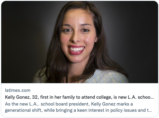  Kelly Gonez, 32, first in her family to attend college, is new L.A. school board president